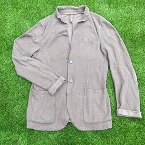 Harris Wharf London Tan cotton linen blend 2 button cardigan sweater size 48